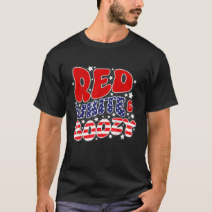 赤い白とブーージーな7月の4thアメリカ合衆国ブーゼアメリカ tシャツ