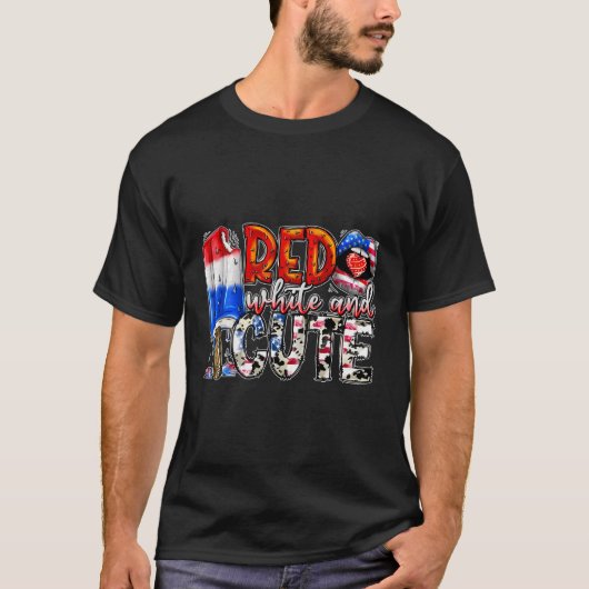 赤い白と可愛いアメリカ西部7月4日 Tシャツ (正面)