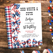 赤い白と可愛い弓任意の年齢子供の誕生日 招待状