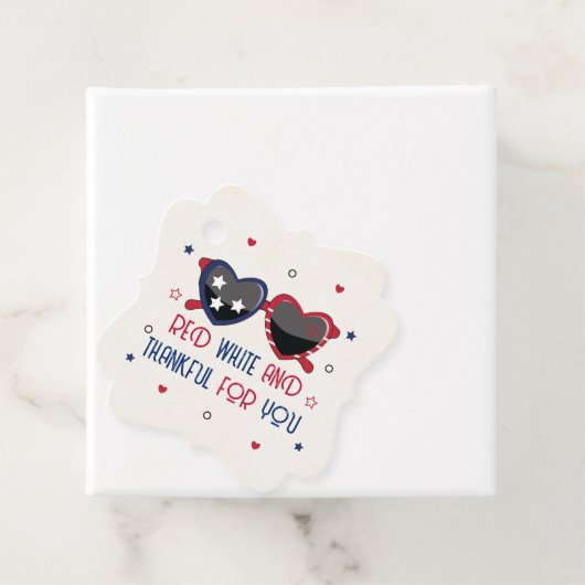 赤い白と感謝のためにあなたハートサングラス フェイバータグ (インサイチュ)