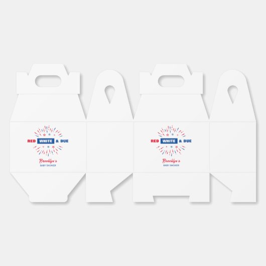 赤い白と期限4日7月の愛国的な赤ちゃんシャワー フェイバーボックス (見開き)
