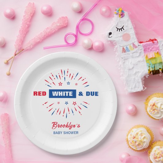 赤い白と期限4日7月の愛国的な赤ちゃんシャワー ペーパープレート (パーティー)