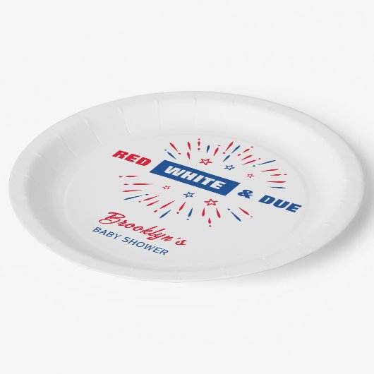 赤い白と期限4日7月の愛国的な赤ちゃんシャワー ペーパープレート (アングル)