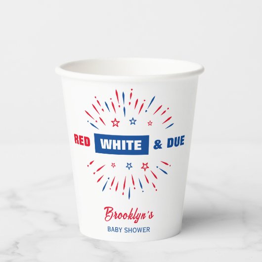 赤い白と期限4日7月の愛国的な赤ちゃんシャワー 紙コップ (正面)