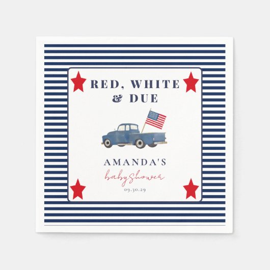 赤い白と正当な愛国的な赤ちゃんシャワーナプキン スタンダードカクテルナプキン (正面)
