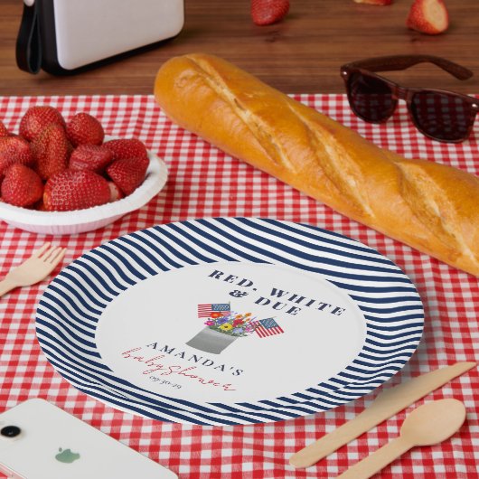 赤い白と正当な愛国的な赤ちゃんシャワー ペーパープレート (ピクニック)