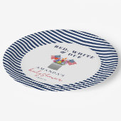 赤い白と正当な愛国的な赤ちゃんシャワー ペーパープレート (アングル)