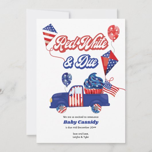 赤い白と正当な男女兼用愛国妊娠 案内状 (正面)