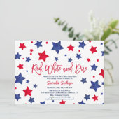 赤い白と正星7月の赤ちゃんシャワーの4th 招待状 (スタンド正面)