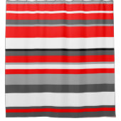 赤い白と灰色のストライプ シャワーカーテン (正面)