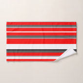 赤い白と灰色のストライプ バスタオルセット (ハンドタオル)