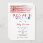 赤い白と米国国旗の赤ちゃんシャワー 招待状 (正面/裏面)