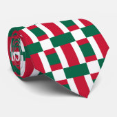 赤い白と緑のカラーブロックプリント ネクタイ (ロール)