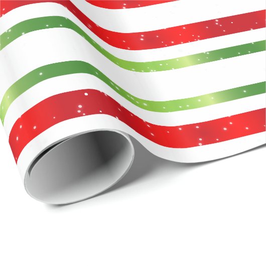 赤い白と緑のクリスマスストライプの ラッピングペーパー (ロールコーナー)