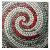 赤い白と緑のクリスマススパイラルパターン タイル (正面)