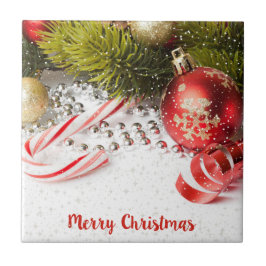 赤い白と緑のクリスマスデコール タイル