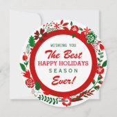 赤い白と緑のクリスマスフォトリースフレーム シーズンカード (裏面)