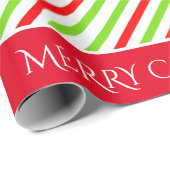 赤い白と緑のメリーストライプのクリスマス ラッピングペーパー (ロールコーナー)