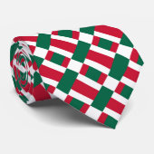赤い白と緑の色のブロックプリントネックタイ ネクタイ (ロール)