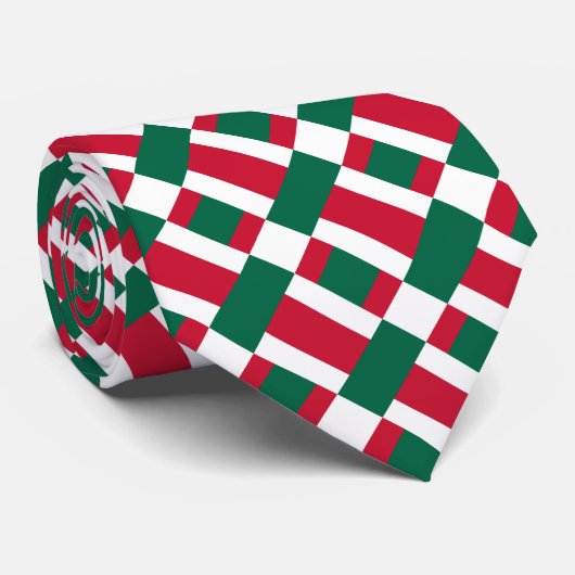 赤い白と緑の色のブロックプリントネックタイ ネクタイ (ロール)