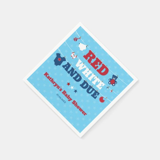 赤い白と赤ちゃんのシャワーの洗濯ライン7月4日 スタンダードカクテルナプキン (角)