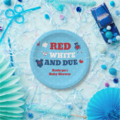 赤い白と赤ちゃんのシャワーの洗濯ライン7月4日 ペーパープレート (パーティー)