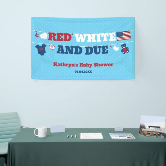 赤い白と赤ちゃんのシャワーの洗濯ライン7月4日 横断幕 (トレードショー)