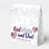 赤い白と赤ちゃんシャワーお願いボックス フェイバーボックス (正面サイド)