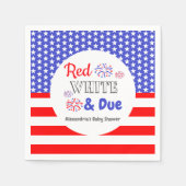 赤い白と赤ちゃんシャワー スタンダードカクテルナプキン (正面)