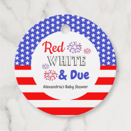 赤い白と赤ちゃんシャワー フェイバータグ