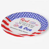 赤い白と赤ちゃんシャワー ペーパープレート (アングル)