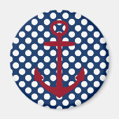 赤い白と青のいかりオン水玉模様 マグネット (正面)