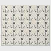 赤い白と青のいかりギフトラップ ラッピングペーパー (フラット)