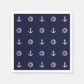 赤い白と青のいかりパターン スタンダードカクテルナプキン (正面)