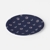 赤い白と青のいかりパターン ペーパープレート (アングル)