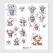 赤い白と青のアイスクリーム シール (シート)