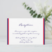 赤い白と青のウェディングレセプション エンクロージャーカード (スタンド正面)