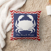 赤い白と青のカニのパーソナライズされたプ航海のール クッション (ブランケット)