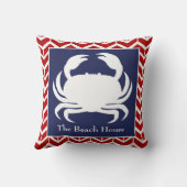 赤い白と青のカニのパーソナライズされたプ航海のール クッション (裏面)