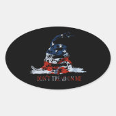 赤い白と青のガッズデン国旗 楕円形シール (正面)