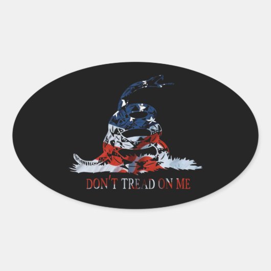 赤い白と青のガッズデン国旗 楕円形シール (正面)