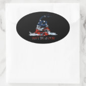 赤い白と青のガッズデン国旗 楕円形シール (バッグ)