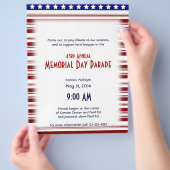 赤い白と青のキャンディストライプメモリアルデー チラシ (手)