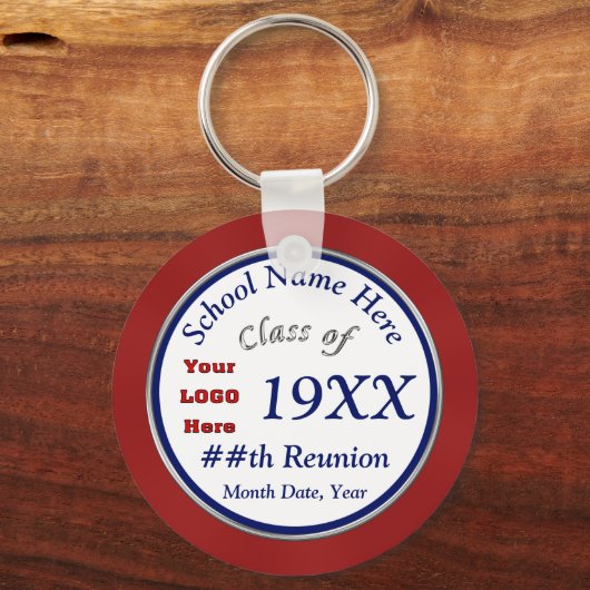 赤い白と青のクラスの懇親会ギフトをパーソナライズ キーホルダー (正面)