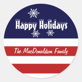 赤い白と青のクリスマスの休日 ラウンドシール
