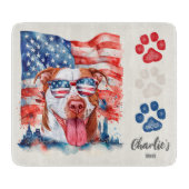 赤い白と青のクリームおもしろいピットブルドッグトリート カッティングボード (正面)