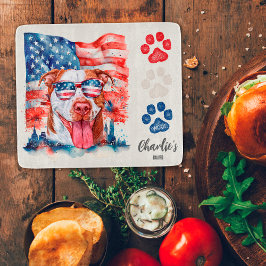 赤い白と青のクリームおもしろいピットブルドッグトリート カッティングボード