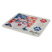 赤い白と青のクリームシベリアのハスキードッグトリート カッティングボード (角)