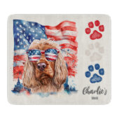 赤い白と青のコッおもしろいカースパニエル犬ドッグトリート カッティングボード (正面)