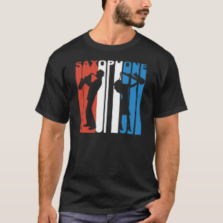 赤い白と青のサクソフォン Tシャツ